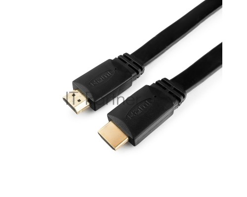 Кабель HDMI Cablexpert CC-HDMI4F-10, 19M/19M, v2.0, медь, позол.разъемы, экран, плоский кабель, 3м, черный, пакет