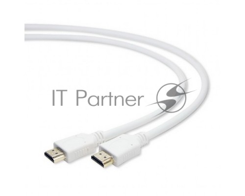 Кабель HDMI Cablexpert CC-HDMI4-W-6, 19M/19M, v2.0, медь, позол.разъемы, экран, 1.8м, белый, пакет