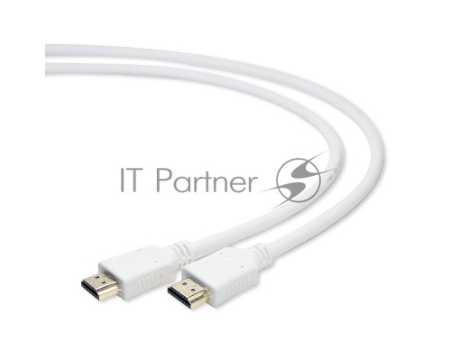 Кабель HDMI Cablexpert CC-HDMI4-W-6, 19M/19M, v2.0, медь, позол.разъемы, экран, 1.8м, белый, пакет