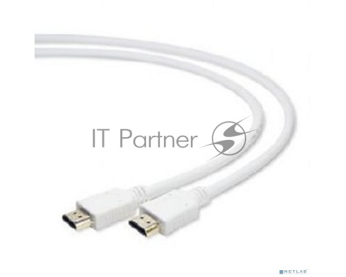 Кабель HDMI Cablexpert CC-HDMI4-W-6, 19M/19M, v2.0, медь, позол.разъемы, экран, 1.8м, белый, пакет