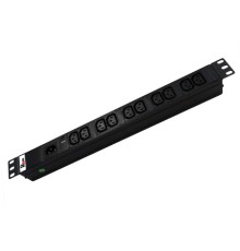 REM Блок розеток Rem-10 без шнура с инд., 10 IEC 60320 C13, вход IEC 60320 C14, 10A, алюм., 19