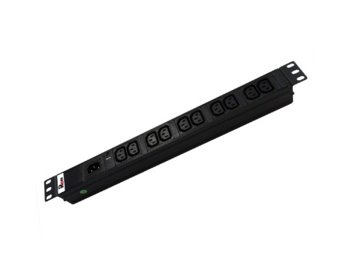 [Аксессуар] REM Блок розеток Rem-10 без шнура с инд., 10 IEC 60320 C13, вход IEC 60320 C14, 10A, алюм., 19