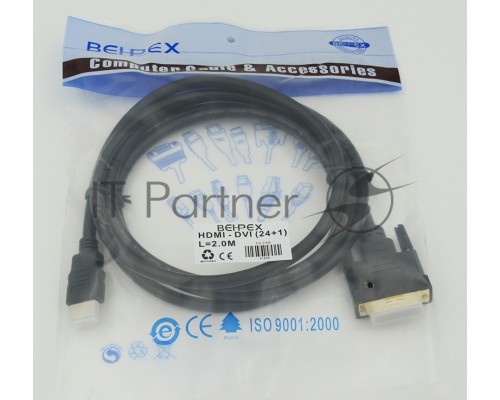 Кабель видео Behpex HDMI (m)/DVI-D (Dual Link) (m) 2м. черный