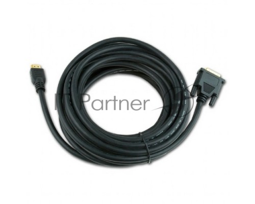 Кабель HDMI-DVI Cablexpert CC-HDMI-DVI-15, 19M/19M, single link, медь, позол.разъемы, экран, 4.5м, черный, пакет