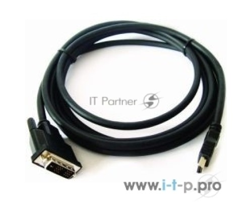 Кабель HDMI-DVI Cablexpert CC-HDMI-DVI-15, 19M/19M, single link, медь, позол.разъемы, экран, 4.5м, черный, пакет
