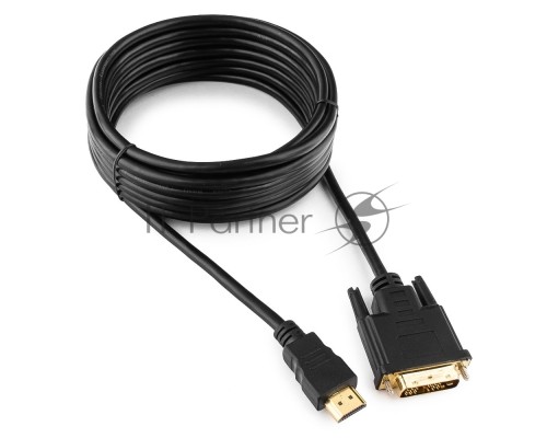 Кабель HDMI-DVI Cablexpert CC-HDMI-DVI-15, 19M/19M, single link, медь, позол.разъемы, экран, 4.5м, черный, пакет