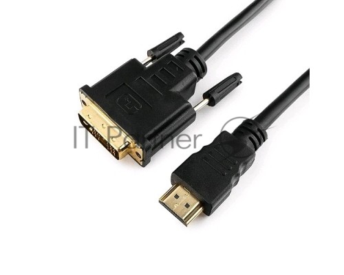 Кабель HDMI-DVI Cablexpert CC-HDMI-DVI-15, 19M/19M, single link, медь, позол.разъемы, экран, 4.5м, черный, пакет
