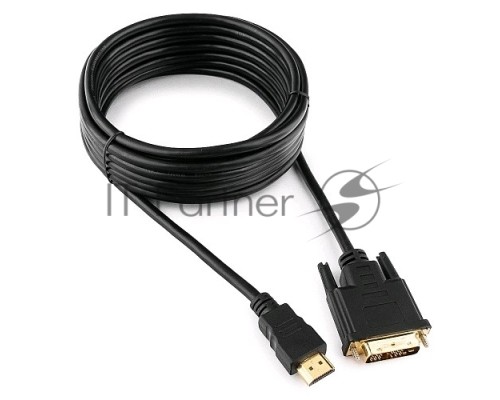 Кабель HDMI-DVI Cablexpert CC-HDMI-DVI-15, 19M/19M, single link, медь, позол.разъемы, экран, 4.5м, черный, пакет