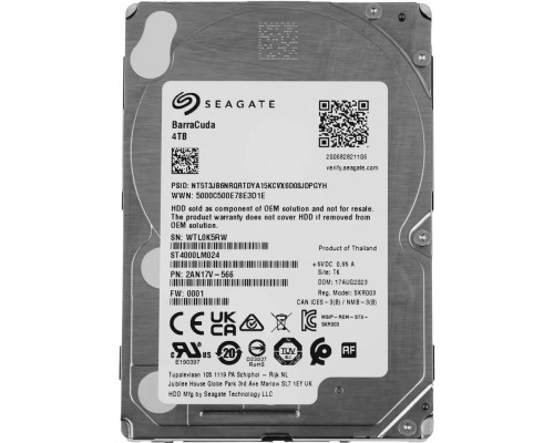[Жесткий диск] 4TB Seagate Mobile Barracuda Guardian (ST4000LM024) {SATA 6.0Gb/s, 5400 rpm, 128mb buffer}