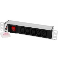 REM Блок розеток Rem-10 без шнура с выкл., 5 IEC 60320 C13, вход IEC 60320 C14, 10A, алюм., 10