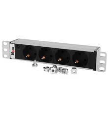 REM Блок розеток Rem-10 без шнура с инд., 4 Schuko, вход IEC 60320 C14, 10A, алюм., 10