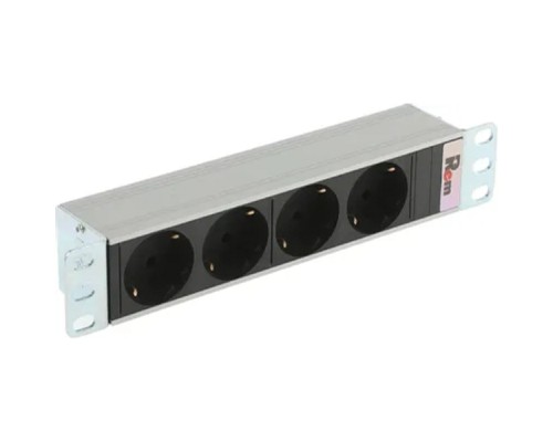[Аксессуар] REM Блок розеток Rem-10 без шнура, 4 Schuko, вход IEC 60320 C14, 10A, алюм., 10