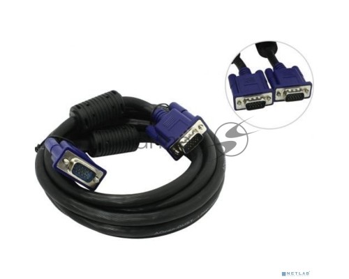 Кабель VGA 3м AOpen 2 фильтра, монитор-SVGA card 15M-15M, ACG341AD-3M