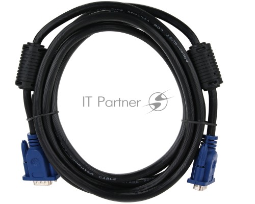Кабель VGA 3м AOpen 2 фильтра, монитор-SVGA card 15M-15M, ACG341AD-3M