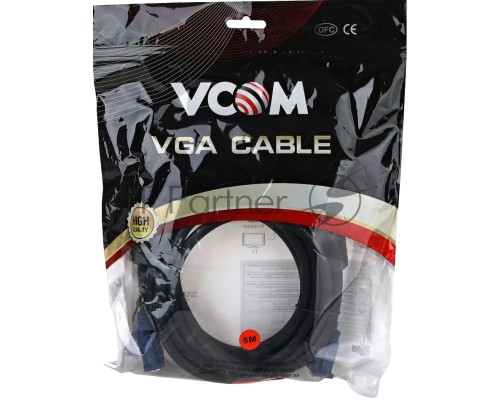 Кабель VCOM VVG6460-5MO удлинительный Монитор-SVGA card (15M-15F) 5m, 2 фильтра
