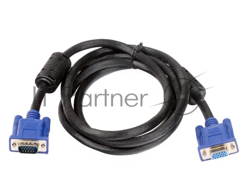 Кабель VCOM VVG6460-1.8 Кабель удлинительный Монитор-SVGA card (15M-15F) 1.8m, 2 фильтра       
