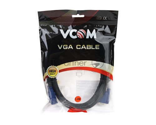 Кабель VCOM VVG6460-1.8 Кабель удлинительный Монитор-SVGA card (15M-15F) 1.8m, 2 фильтра       