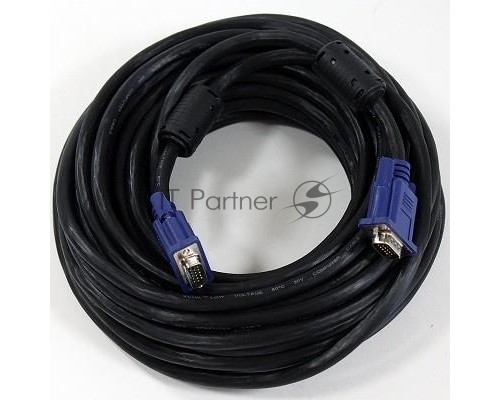 Кабель VCOM VVG6448-15M(C) Кабель монитор-SVGA card (15M-15M) 15м 2 фильтра     