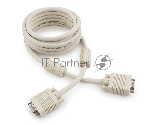 Кабель Gembird/Cablexpert CC-PPVGA-10, Кабель VGA Premium  15M/15M, 3.0м, белый, тройной экран, феррит.кольца 