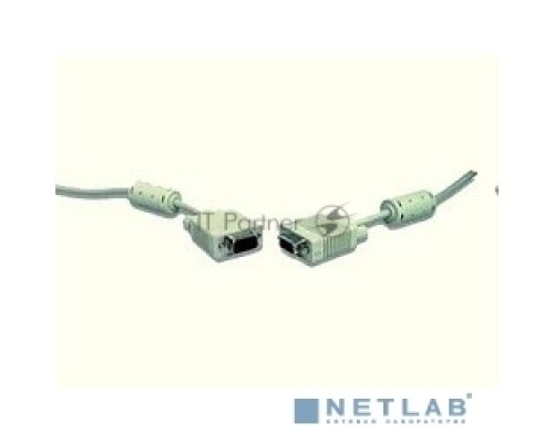 Кабель Gembird/Cablexpert CC-PPVGA-10, Кабель VGA Premium  15M/15M, 3.0м, белый, тройной экран, феррит.кольца 