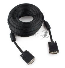 Кабель Gembird/Cablexpert CC-PPVGA-10M-B, Кабель VGA Premium , 15M/15M, 10м, черный, тройной экран, феррит.кольца