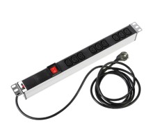 REM Блок розеток Rem-16 с выкл., 9 IEC 60320 C13, 16A, алюм., 19