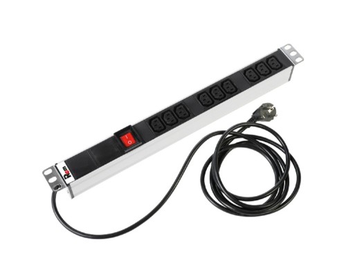 [Аксессуар] REM Блок розеток Rem-16 с выкл., 9 IEC 60320 C13, 16A, алюм., 19