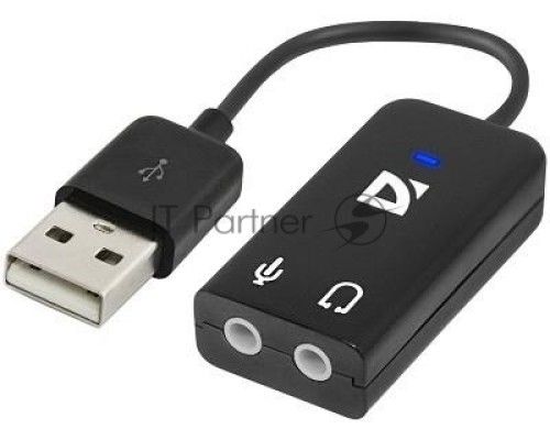 Кабель-переходник Defender / Аудиовход: 2 x 3.5 мм jack/ Аудиовыход: USB / встроенная звуковая карта. (63002)
