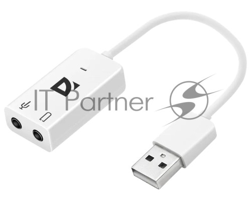 Кабель-переходник Defender / Аудиовход: 2 x 3.5 мм jack/ Аудиовыход: USB / встроенная звуковая карта. (63002)