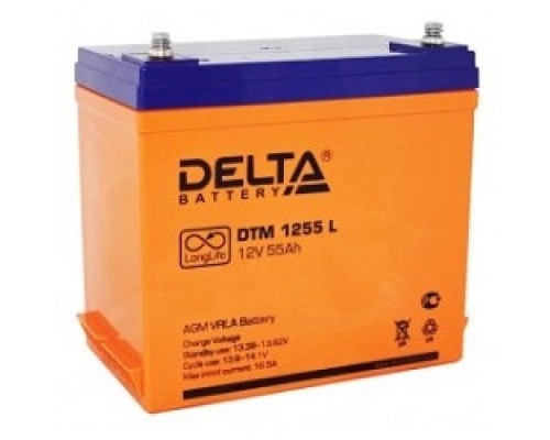 [батареи] Delta DTM 1255 L (55 Ач, 12В) свинцово- кислотный аккумулятор  