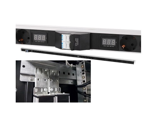 [Аксессуар] REM Верт. блок розеток Rem-32 с амп., 24 Schuko, 32А, алюм., 42-48U, колодка (R-32-24S-Am-1820-K)