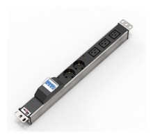 REM Блок розеток Rem-32 с авт., инд., 2 Schuko, 3 IEC 60320 C19, 32А, алюм., 19