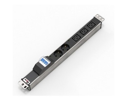 [Аксессуар] REM Блок розеток Rem-32 с авт., инд., 2 Schuko, 3 IEC 60320 C19, 32А, алюм., 19