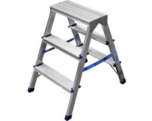 [Лестницы, стремянки] СИБИН Лестница-стремянка двухсторонняя алюминиевая, 3 ступени [38825-03]