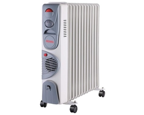 [Тепловые пушки] Ресанта ОМ-12НВ [67/3/12] Масляный радиатор { 2,4кВт с вентилятором, 450?240?630, 12 секций,10,кг }