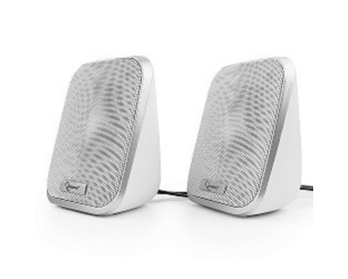 [Колонки] Акустич. система 2.0 Gembird SPK-100-W, белый, 6 Вт, регулятор громкости, USB-питание					