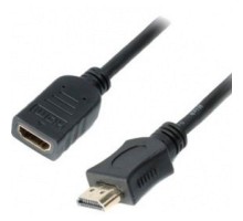 Кабель-удлинитель HDMI Cablexpert CC-HDMI4X-0.5M, 19M/19F, v2.0, позол.разъемы, экран, 0.5м, черный, пакет