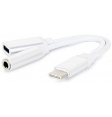 Cablexpert Переходник USB, USB Type-C/Jack3.5 F+ Type-C F, блистер (CCA-UC3.5F-02-W)