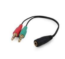 Кабель аудио сигнала Cablexpert, джек3.5 нушники + 3.5 микрофон-> джек3.5 4pin, длина 20см, черный (CCA-418)