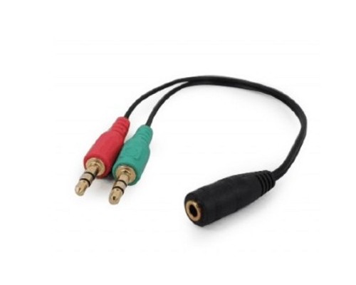 [кабели] Кабель аудио сигнала Cablexpert, джек3.5 нушники + 3.5 микрофон-> джек3.5 4pin, длина 20см, черный (CCA-418)