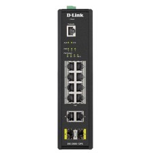 D-Link DIS-200G-12PS/A1A Промышленный управляемый коммутатор 2 уровня с 10 портами 10/100/1000Base-T и 2 портами 1000Base-X SFP (8 портов с поддержкой PoE 802.3af/802.3at (30 Вт),PoE бюджет до 240 Вт)