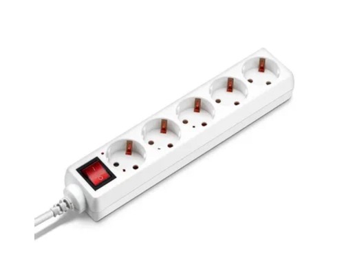 [Сетевые фильтры] BURO Сетевой удлинитель 5 розеток, 5 метров, (BU-PS5.5/W), белый (пакет ПЭ) {828018}
