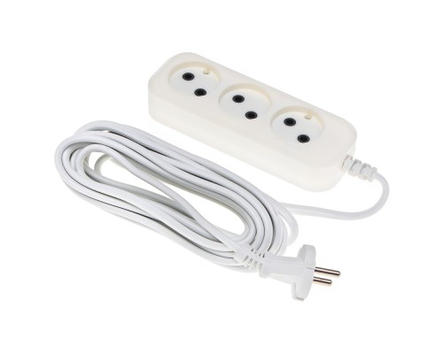 [Сетевые фильтры] BURO Сетевой удлинитель 3 розетки, 5 метров, (BU-PSL3.5/W), белый (пакет ПЭ) {475339}