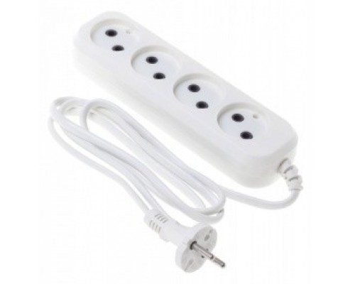 [Сетевые фильтры] BURO Сетевой удлинитель 4 розетки, 1.5 метра, (BU-PSL4.1/W), белый (пакет ПЭ) {475342}