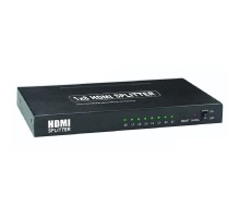 ORIENT HDMI 4K Splitter HSP0108H, 1->8, HDMI 1.4/3D, UHDTV 4K(3840x2160)/HDTV1080p/1080i/720p, HDCP1.2, внешний БП 5В/3A, метал.корпус (29987)
