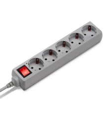 BURO Сетевой фильтр, 5 розеток, 1.5 метра, (500SL-1.5-G), серый (пакет ПЭ) {354120}