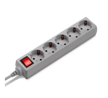 BURO Сетевой фильтр, 5 розеток, 3 метра, (500SL-3-G), серый (пакет ПЭ) {354124}