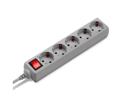 [Сетевые фильтры] BURO Сетевой фильтр, 5 розеток, 3 метра, (500SL-3-G), серый (пакет ПЭ) {354124}
