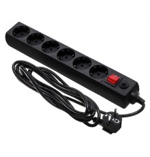 BURO Сетевой фильтр, 6 розеток, 3 метра, (600SH-16-3-B), черный (коробка) (475275)