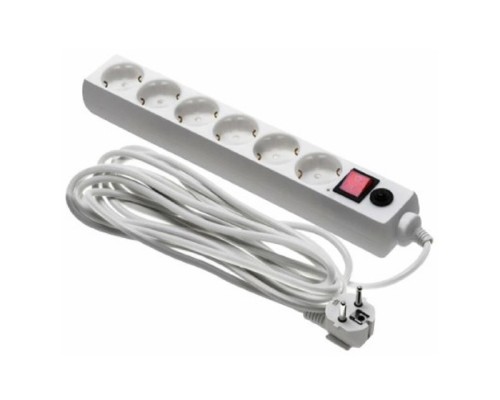 [Сетевые фильтры] BURO Сетевой фильтр, 6 розеток, 5 метров, (600SH-16-5-W), белый (коробка) {475263}